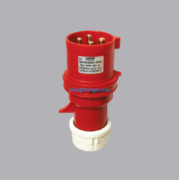 Phích cắm loại di động có kẹp giữ dây màu đỏ, 16A-380V-415V 3P+N+E-IP44 MPN-015 3