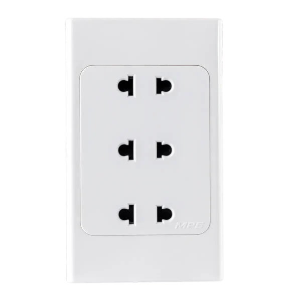 Ổ cắm 3-2 chấu đế liền 16A MPE A20US3N 3