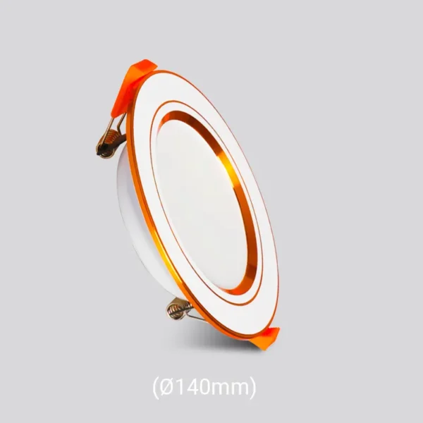 Đèn LED Downlight 3 màu 9W Ø140 MPE DLV2 viền Vàng 3