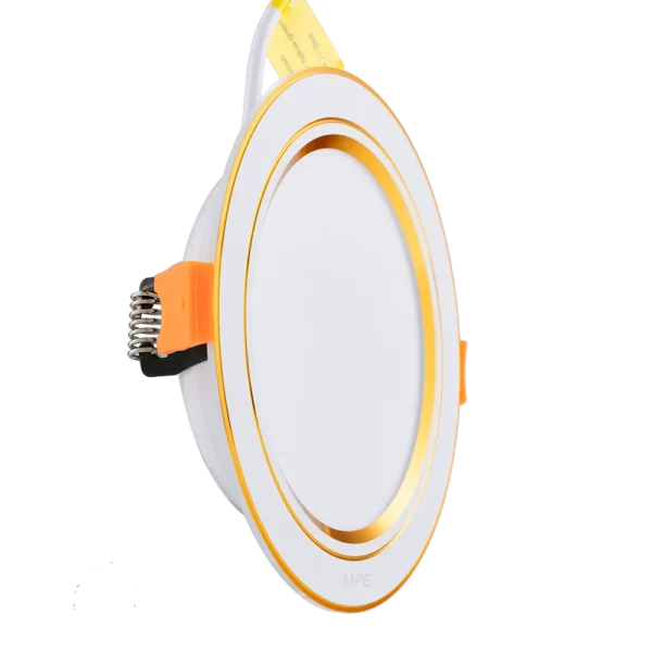 Đèn LED Downlight 9W Ø140 MPE DLV2 viền Vàng 3