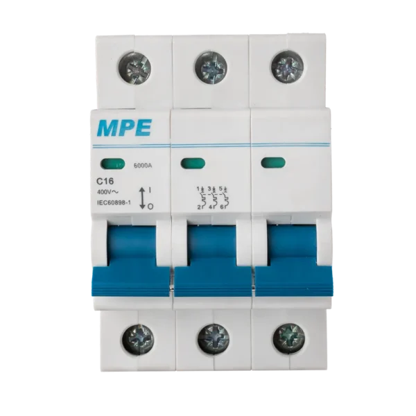 Cầu dao tự động MPE MP6-C316 chứa MCB 3 cực 3