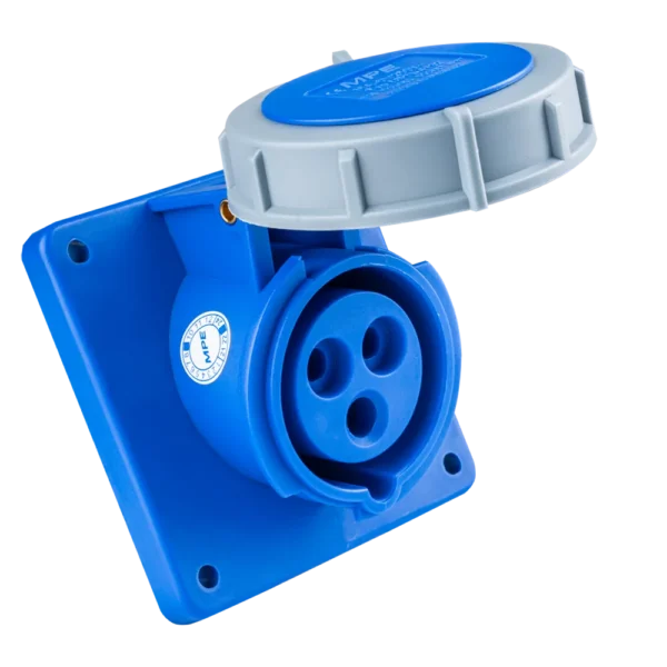 Ổ cắm cố định 3 cực 16A MPE MPN-4132 – IP67 bắt trên bảng điện xéo 3