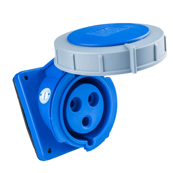 Ổ cắm cố định 3 cực 32A MPE MPN-4232 – IP67 bắt trên bảng điện xéo 3