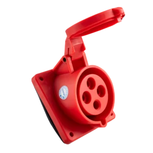 Ổ cắm cố định 4 cực 32A MPE MPN-424 – IP44 Bắt trên bảng điện xéo