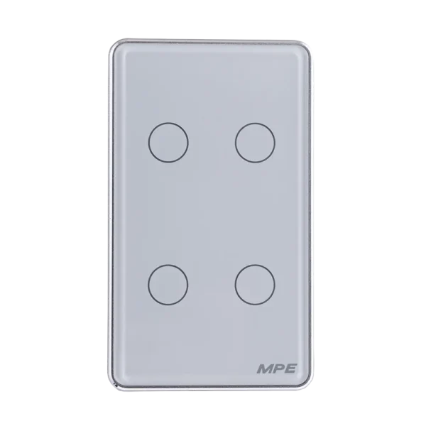 Mặt 4 Công Tắc Màu Trắng Viền Bạc SWW4 3