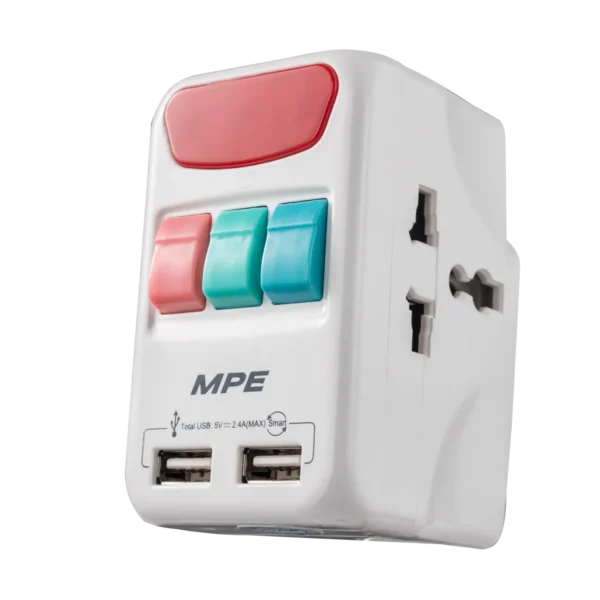 Ổ cắm du lịch đa năng MPE TA4 – Tích hợp 2 cổng USB 3